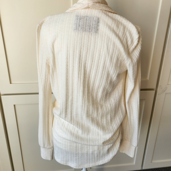Maeve Anthropologie Womens Sweater Ivory Faux Wrap Front Long Sleeve Knit Xsmall - Picture 4 of 13